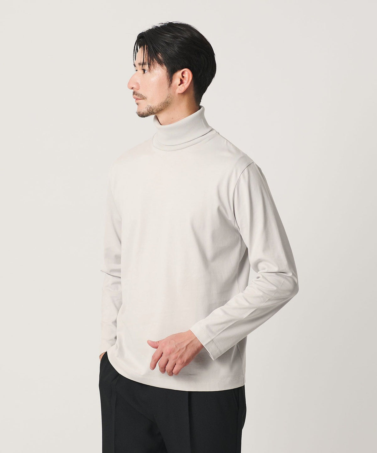 【網路限定 WARDROBE SMART】 光滑精梳棉高領上衣【抗菌・防臭】
