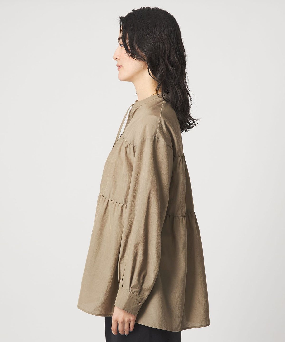 Voluminous Gathered Haori Blouse - UV Protection & Cool Touch
