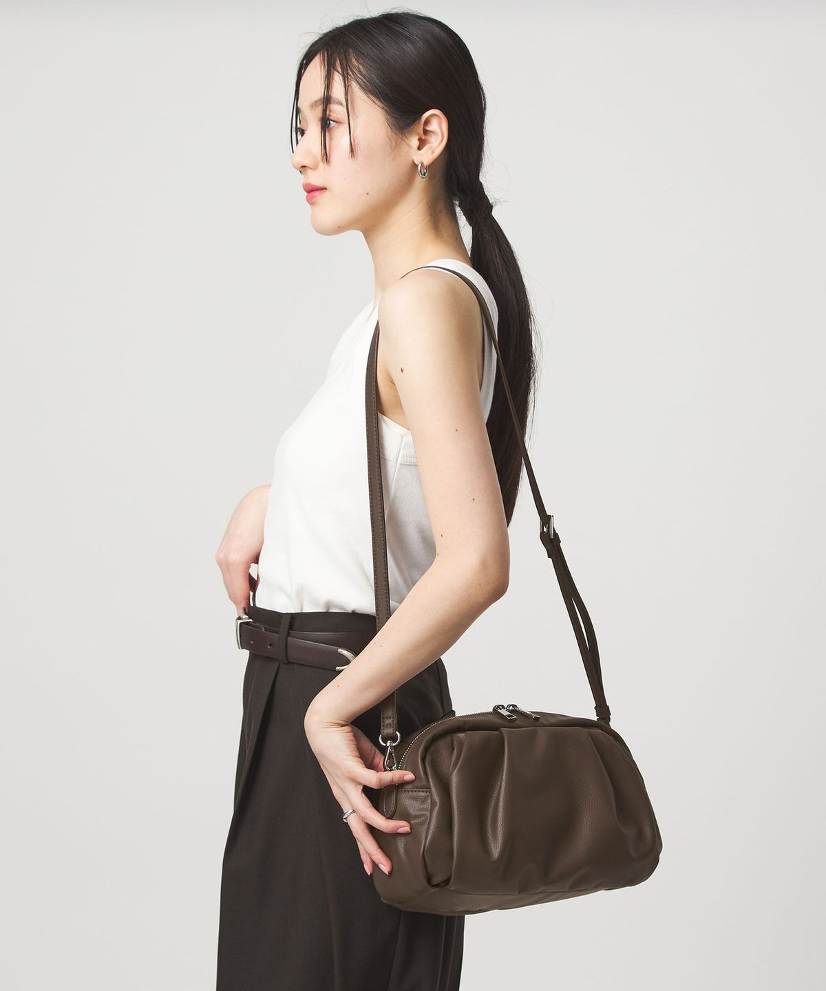 <PARTE> Water-Repellent 2-Way Gathered Boston Bag