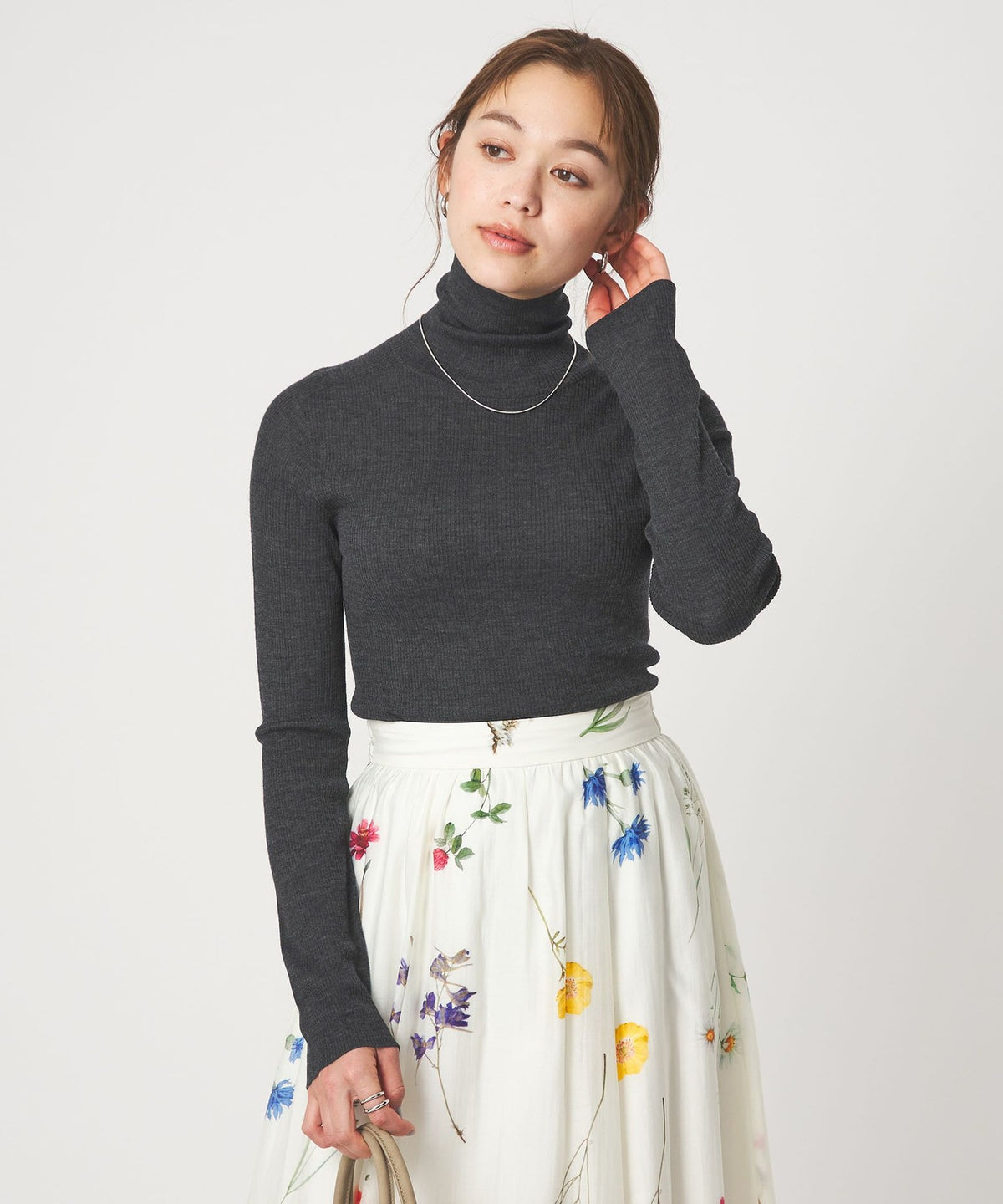 Washable Wool Sheer Ribbed Turtleneck Knit