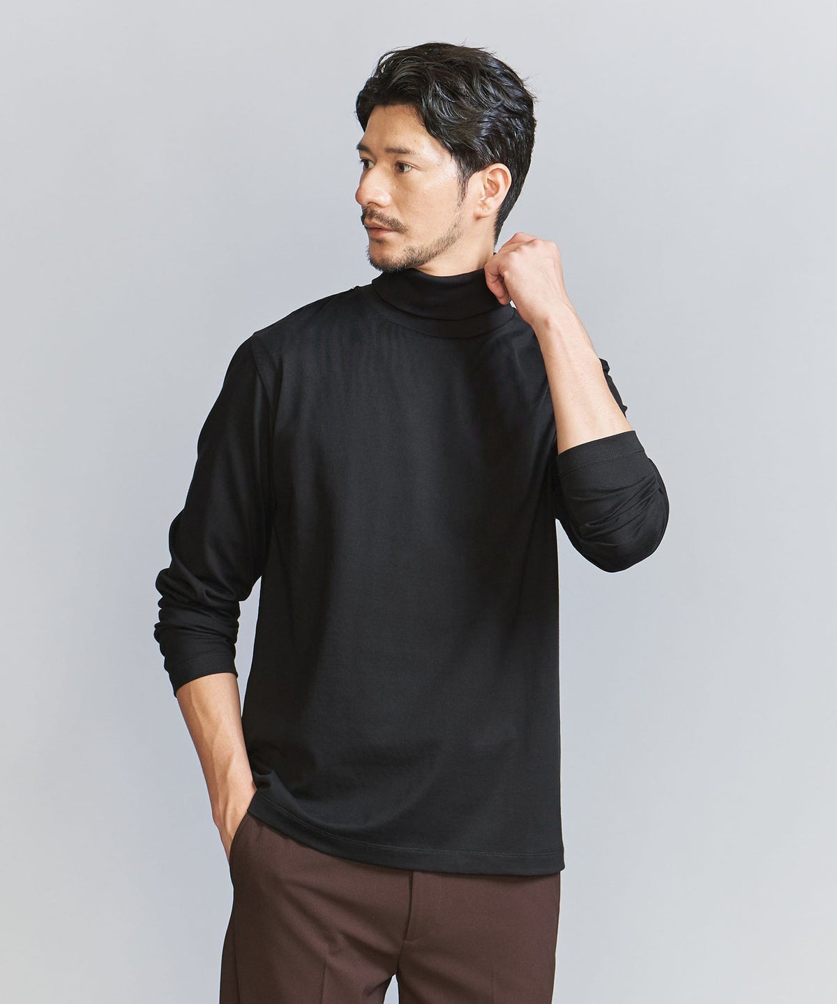 【網路限定 WARDROBE SMART】 光滑精梳棉高領上衣【抗菌・防臭】