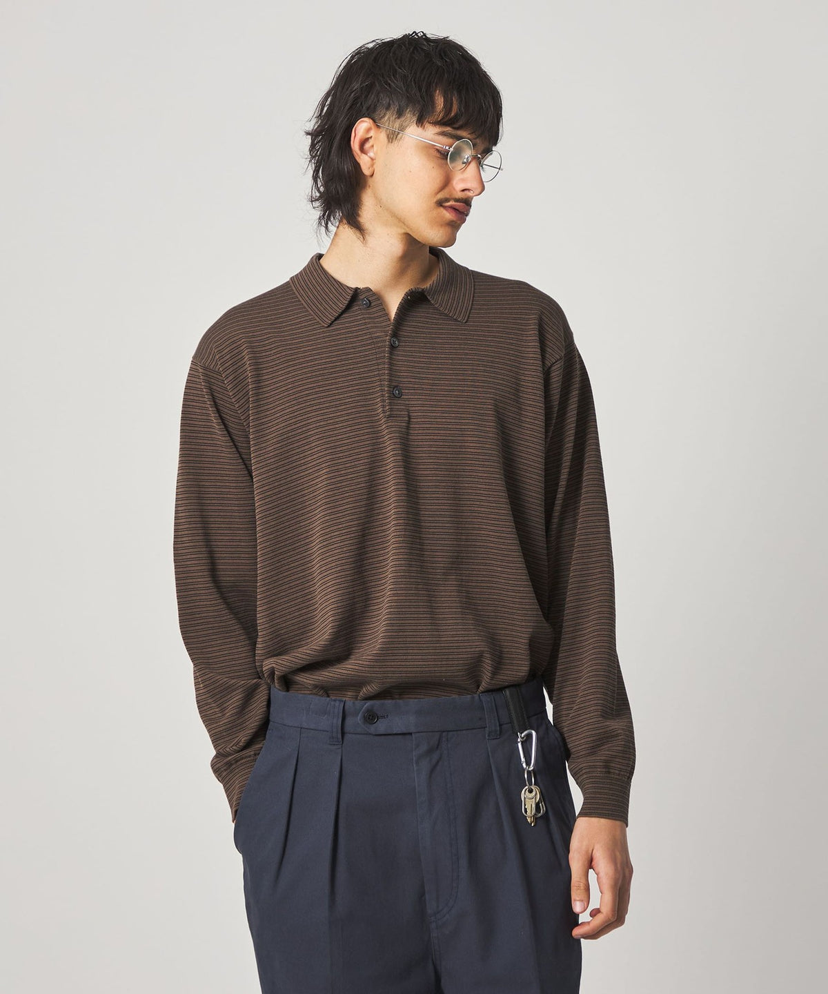 <Steven Alan> High Twist 3B Knit Polo Shirt NARROW