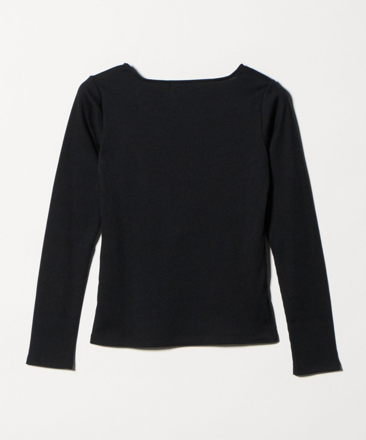 Bright Ribbed Square Neck Long-Sleeve Top