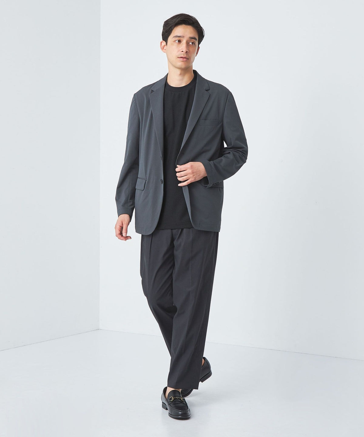 <gim>24s 提花格纹圆领T恤 -吸湿速干-
