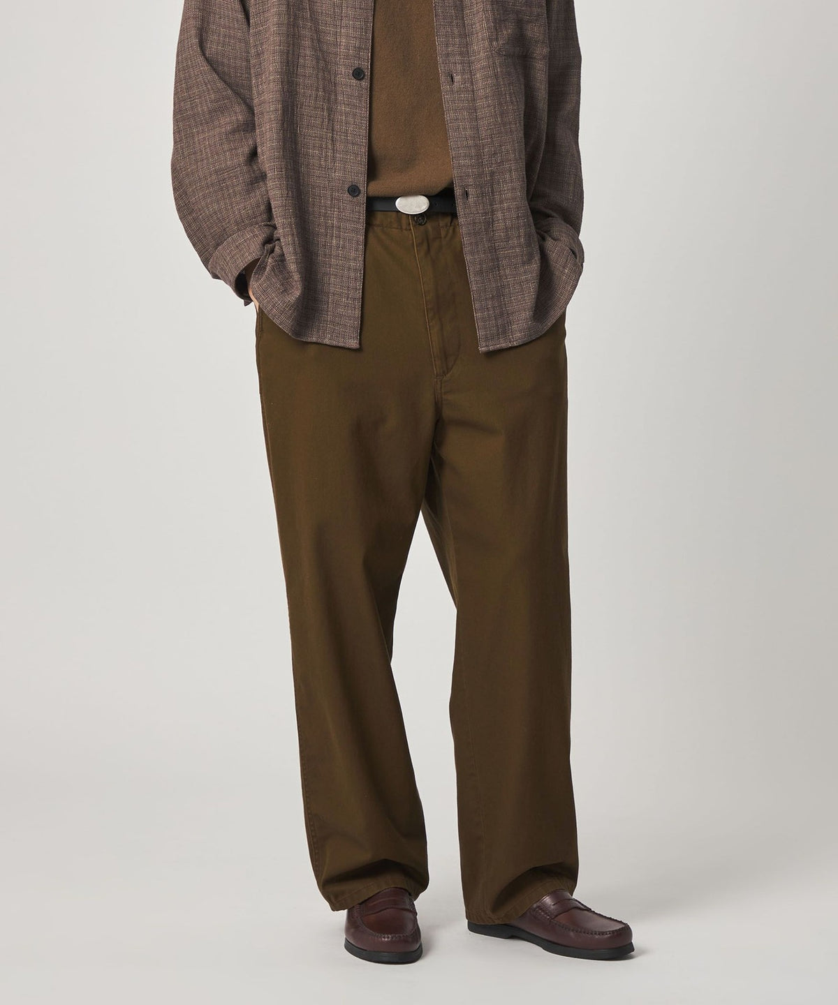 <Steven Alan> High-Twist Twill Army No-Pleat Trousers