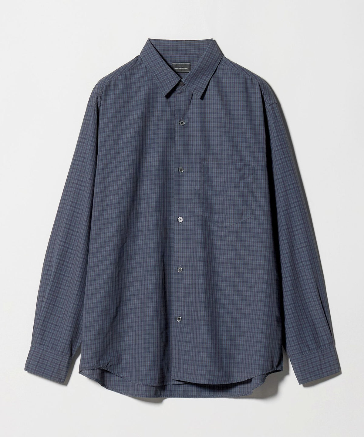 Nylon Cotton Check Relaxed Fit Long Sleeve Shirt