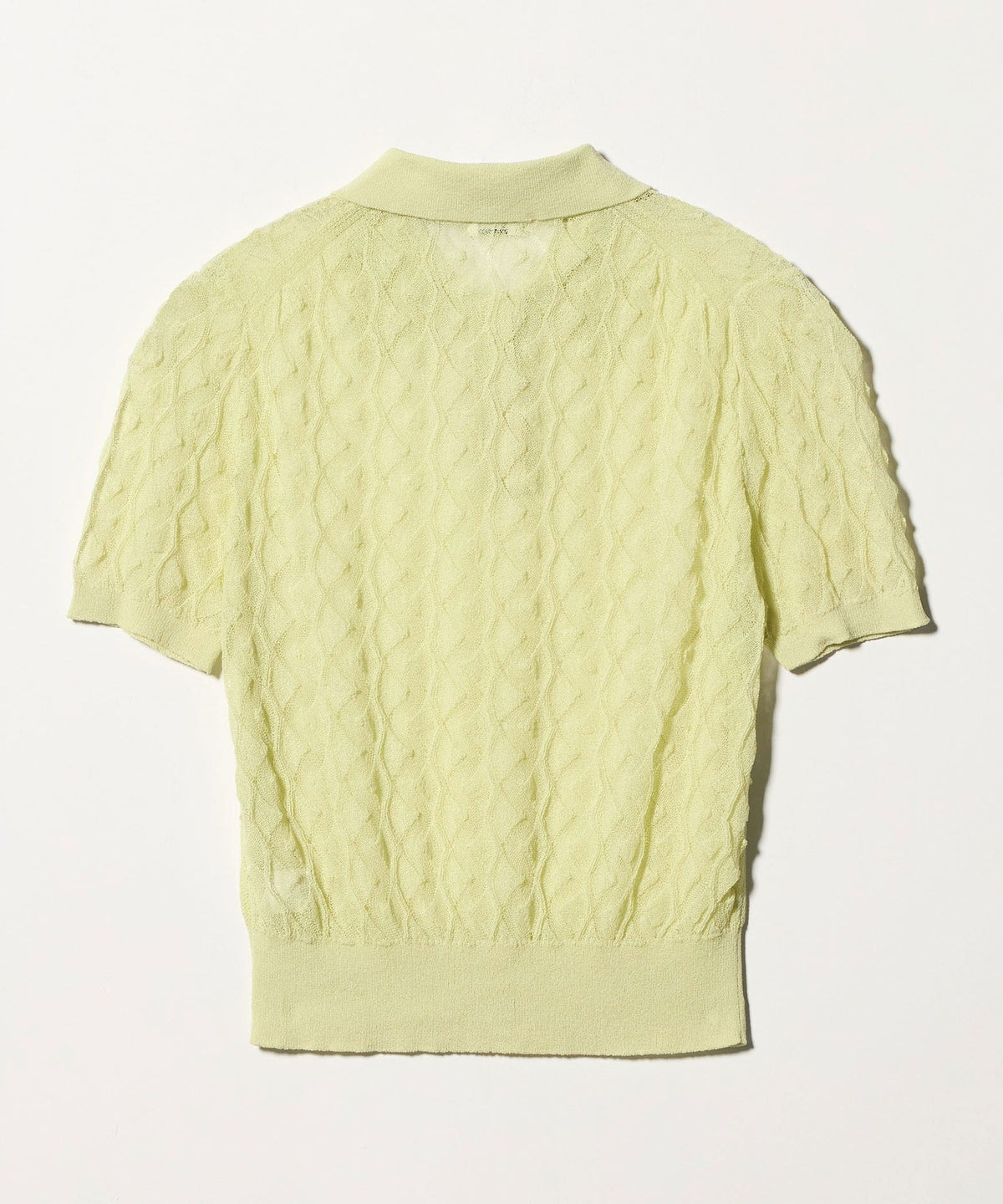 <H> Cotton-Nylon Openwork Polo Collar Knit
