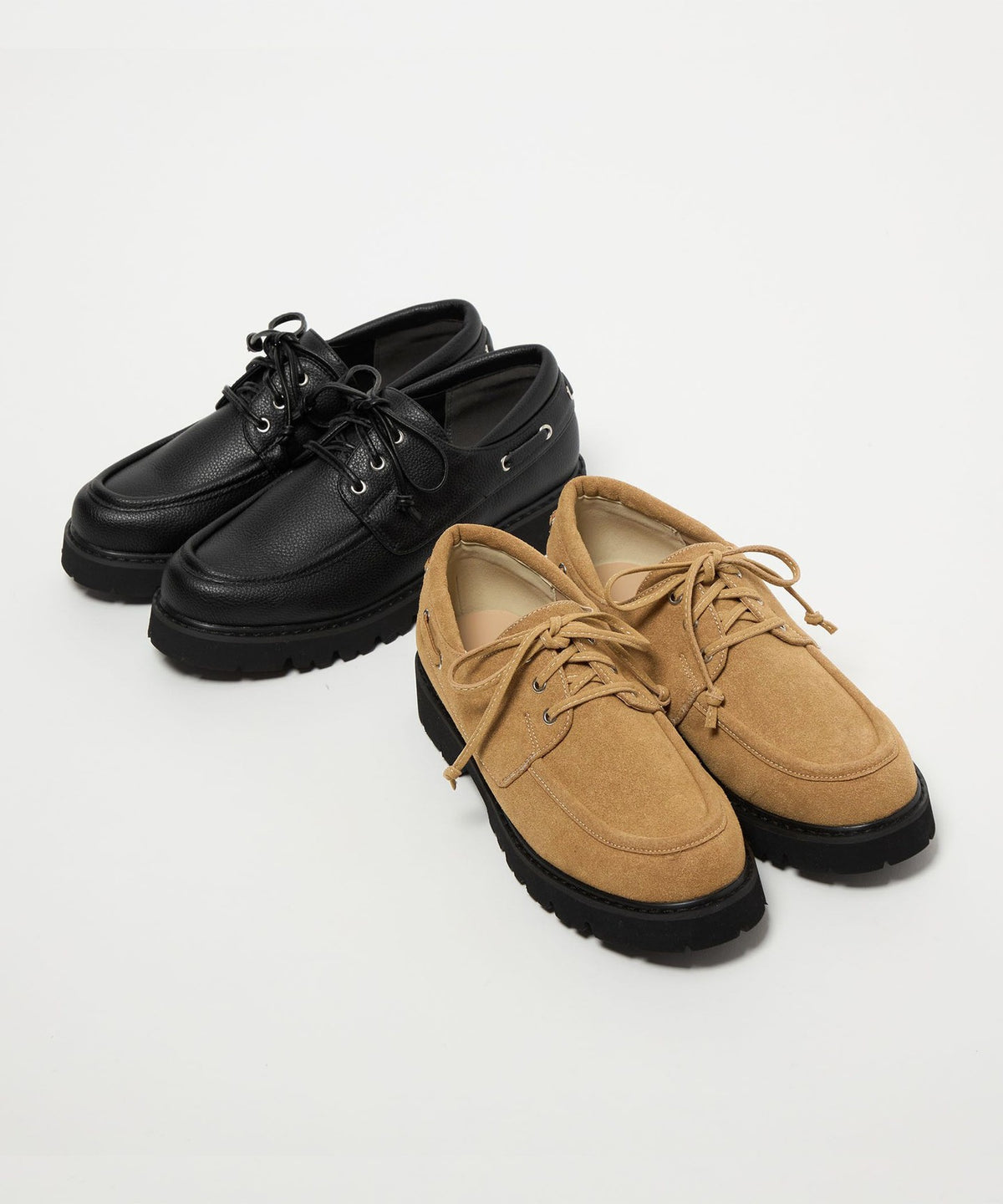 3-Way Lacing Platform Deck Shoes - Black