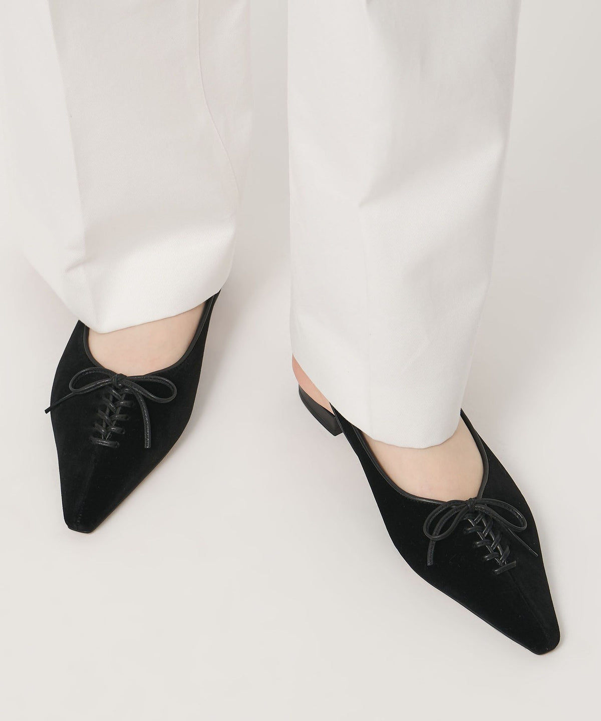 Lace-up Back Belt Flats 20↑