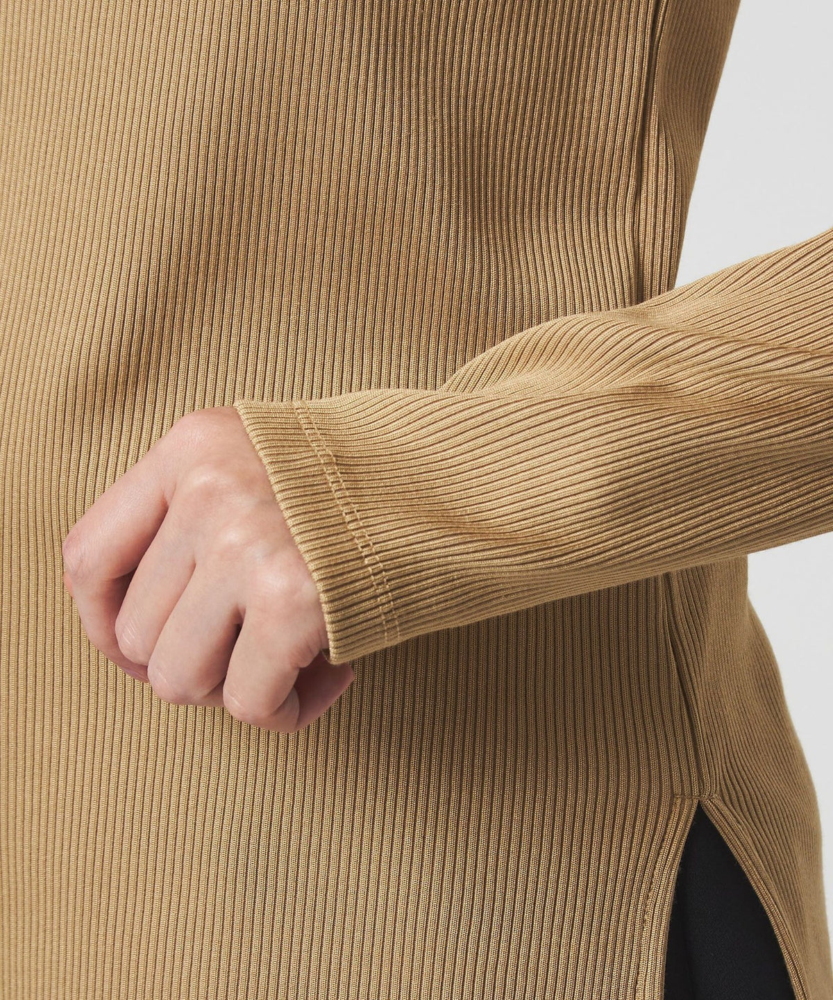 Bright Ribbed Square Neck Long-Sleeve Top