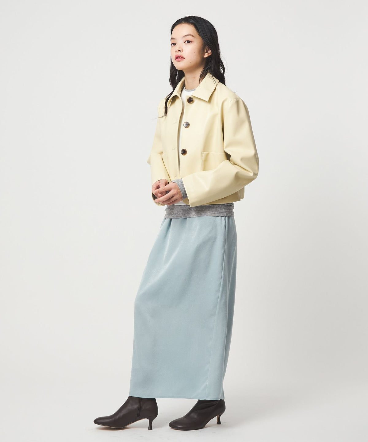<EMMEL REFINES> EM Leather-like Short Blouson