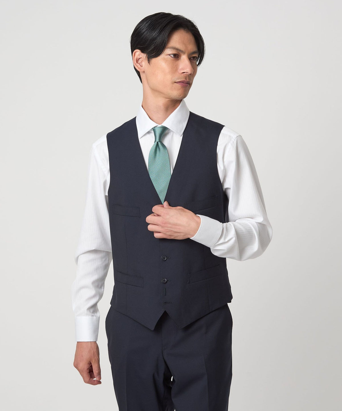 Cotton Shadow Stripe Cleric Wide Collar Dress Shirt - Easy Iron -