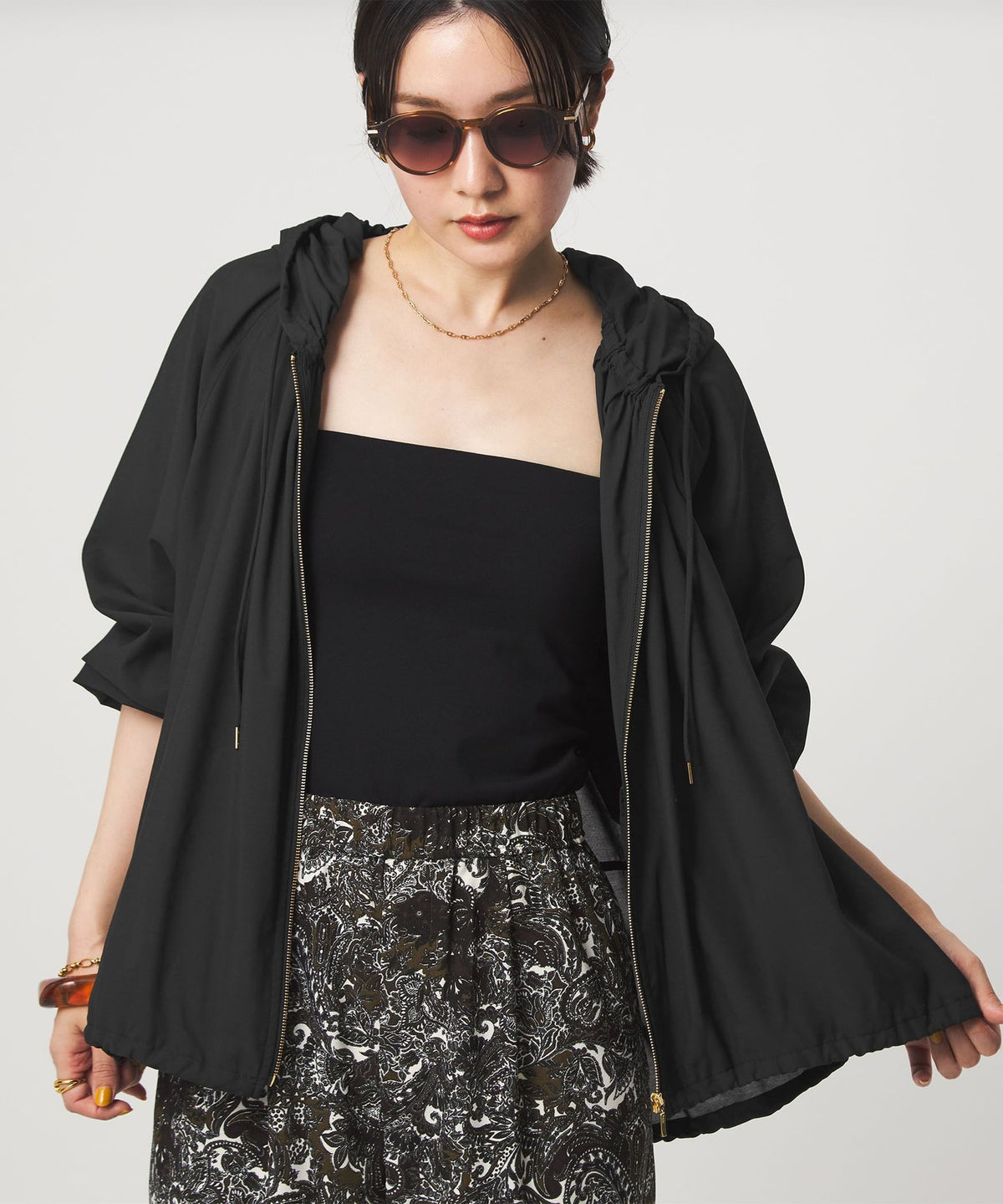Sheer Hooded Blouson (UV Protection, Breathable, Machine Washable)