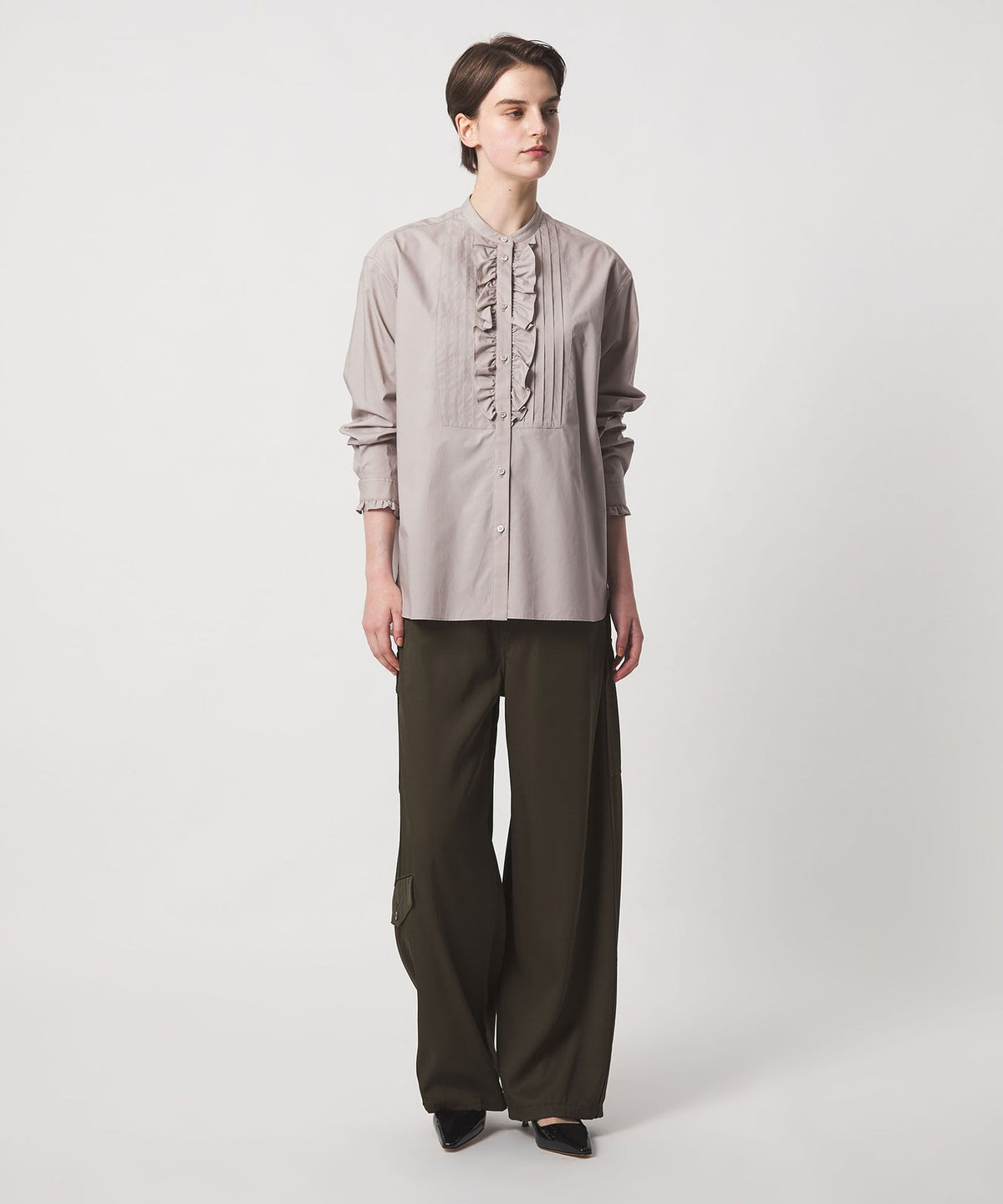 Chemise PRE à plastron à volants et plis nervure