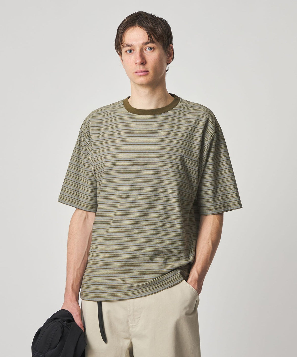 <Steven Alan> Organic Cotton Multi-Stripe Short Sleeve T-Shirt