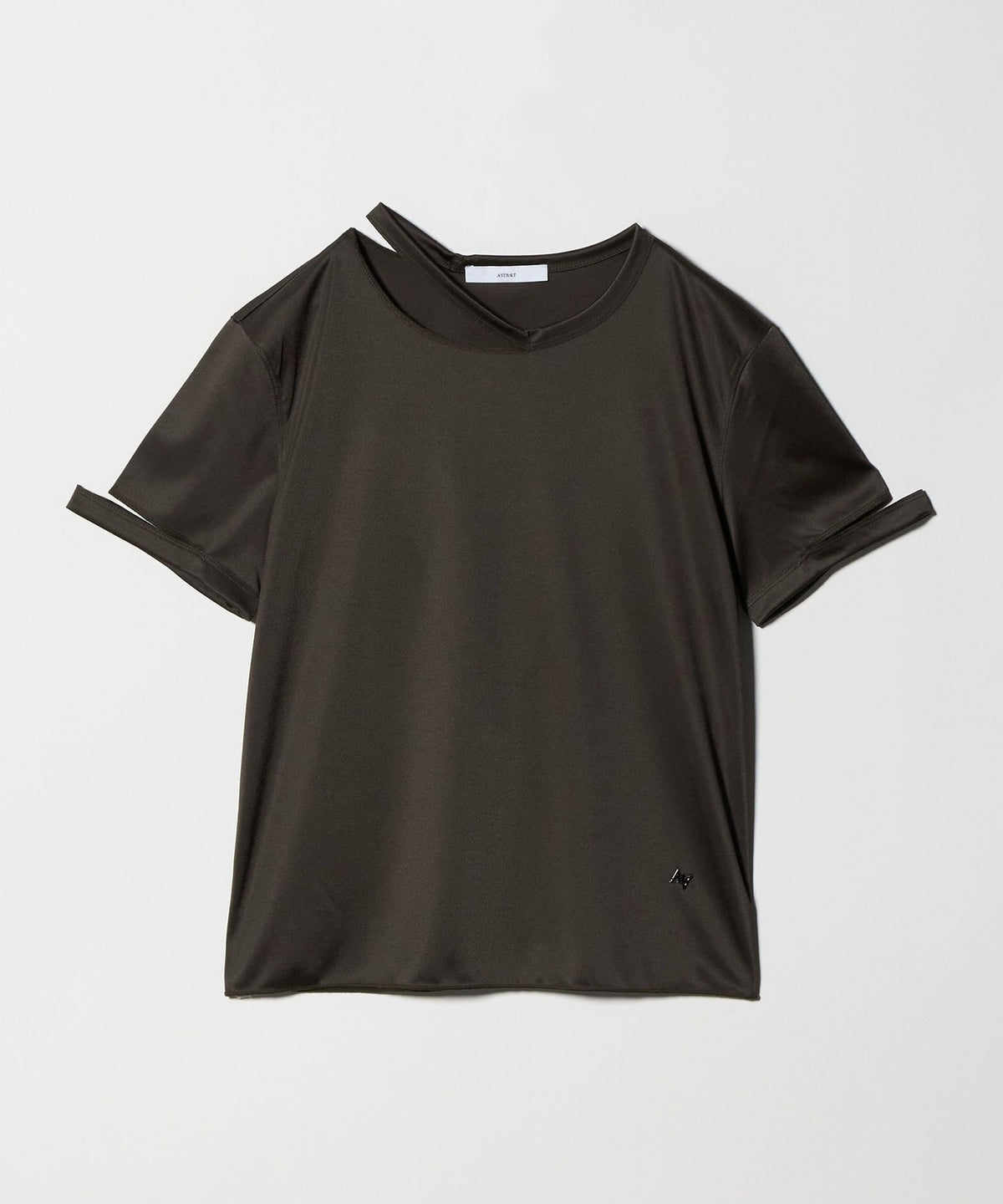 <ASTRAET> Rundhals-T-Shirt mit Kragen- und Ärmelschlitzdetails