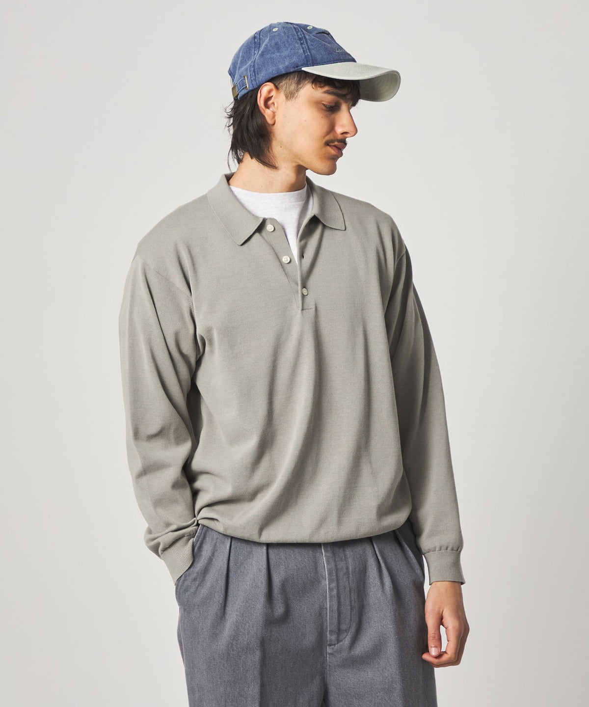 <Steven Alan> High Twist 3B Knit Polo Shirt NARROW