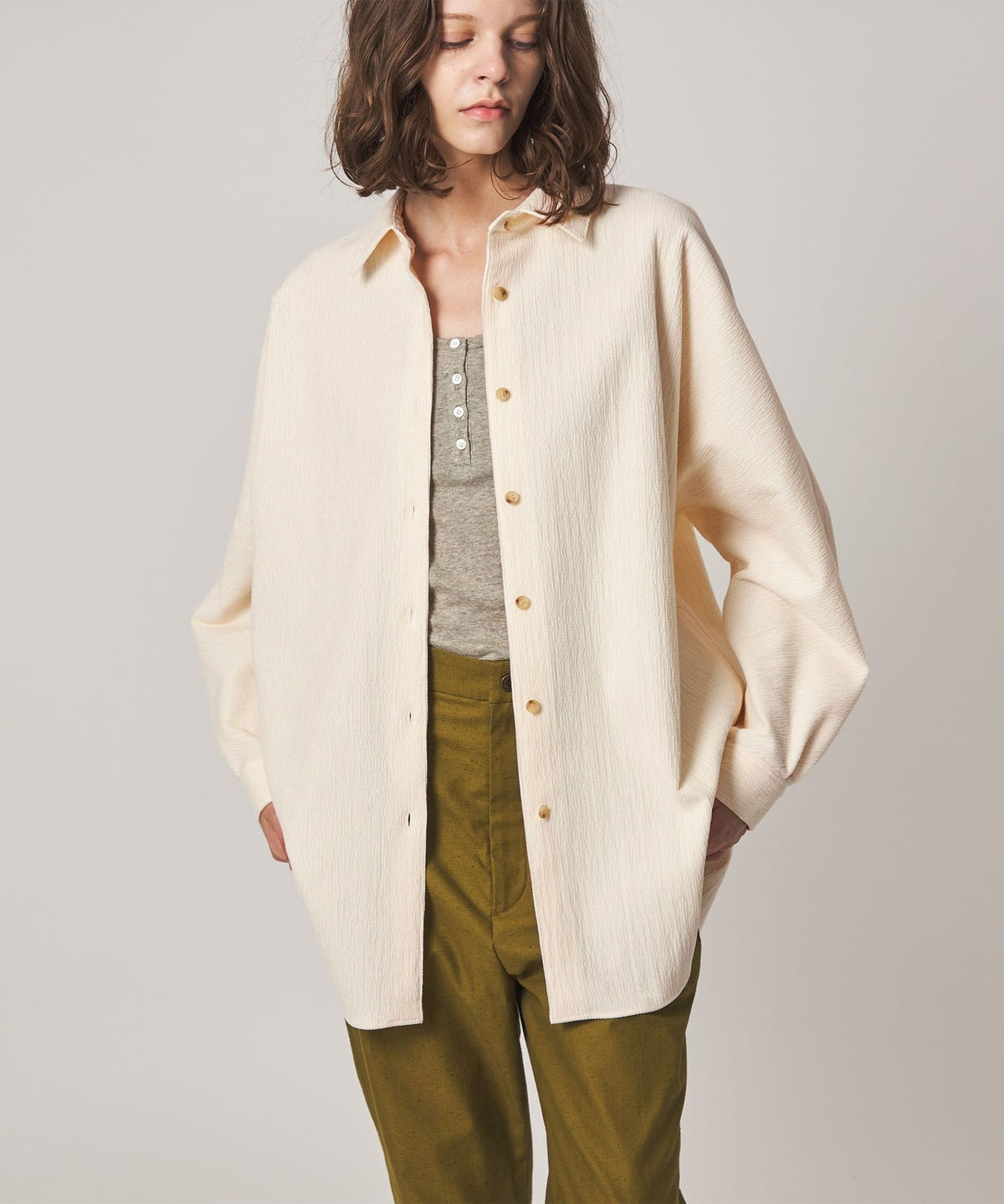 <Steven Alan>不規則燈芯絨蝙蝠袖襯衫