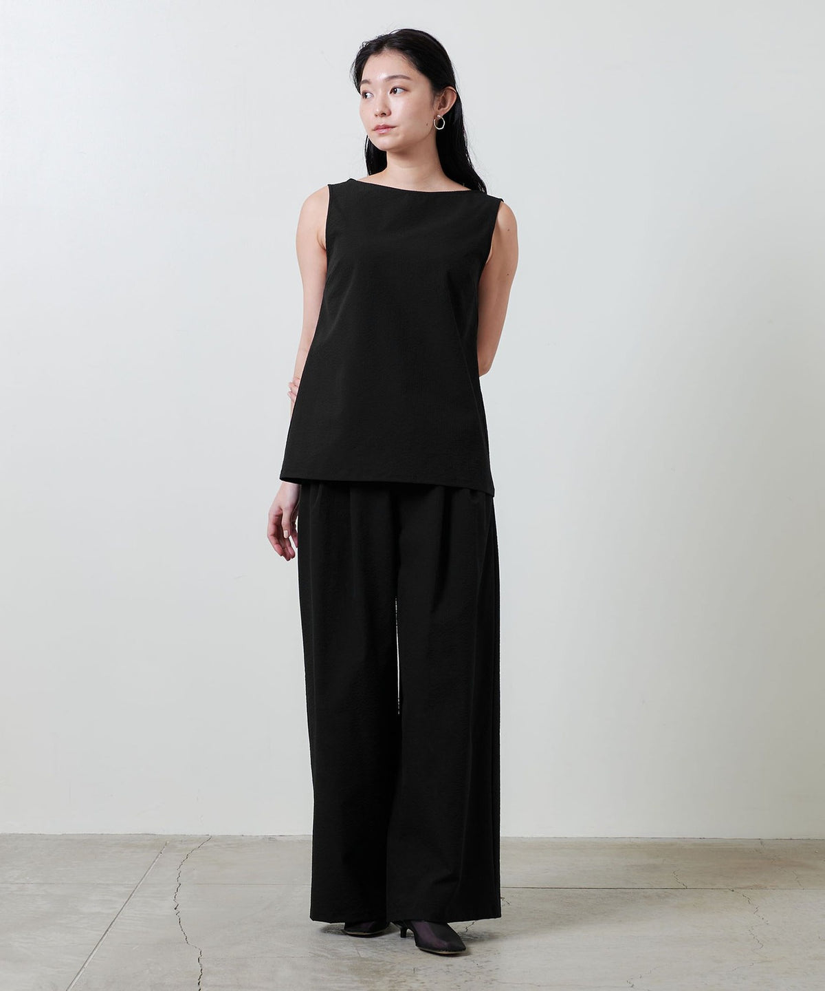 Blusa sin mangas de seersucker <MARW UNITED ARROWS>