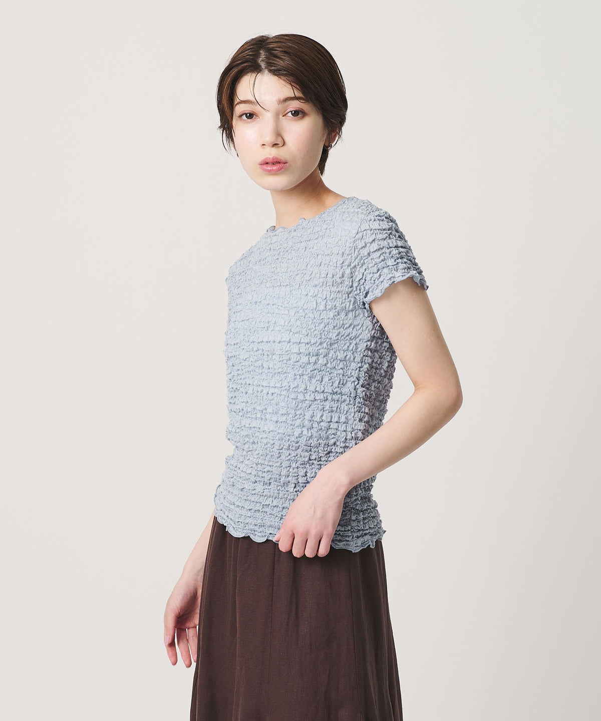 【WEB限定】褶皱蕾丝套头衫