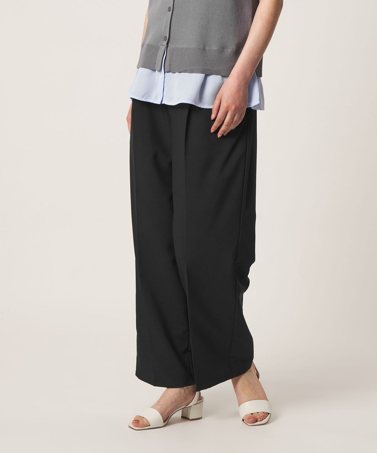 Poplin Easy Tuck Wide पैंट - Washable - <A DAY IN THE LIFE>