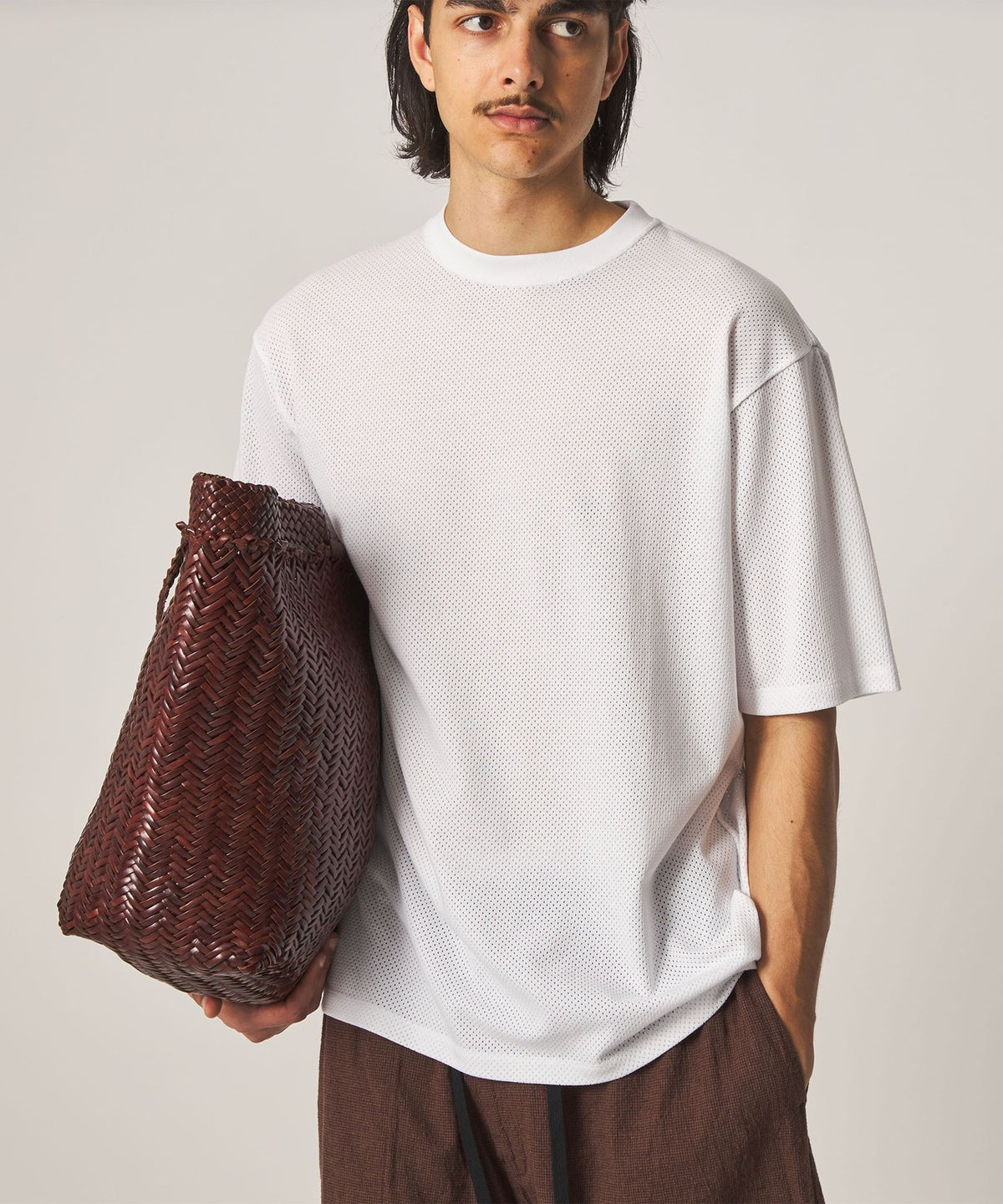 <Steven Alan> Eyelet Mesh Crew Neck T-shirt