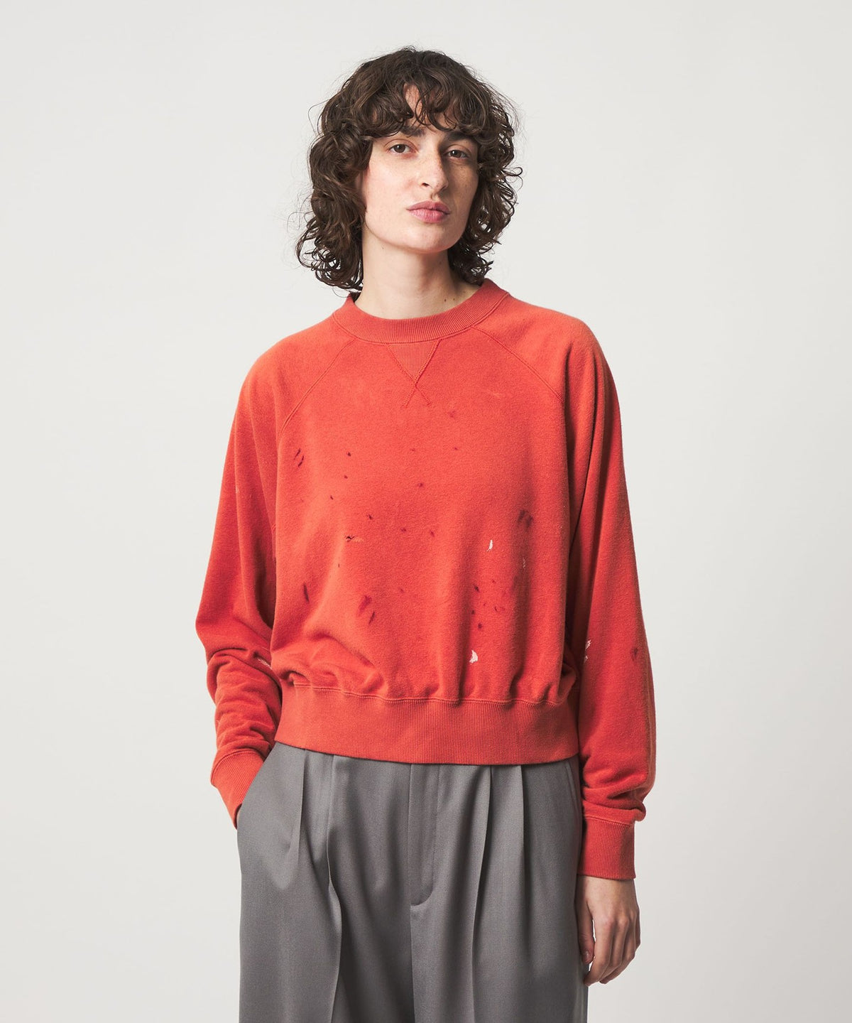 【联名】<DISCUS ATHLETIC for 6>DAMEGE CREW NECK/做旧圆领卫衣