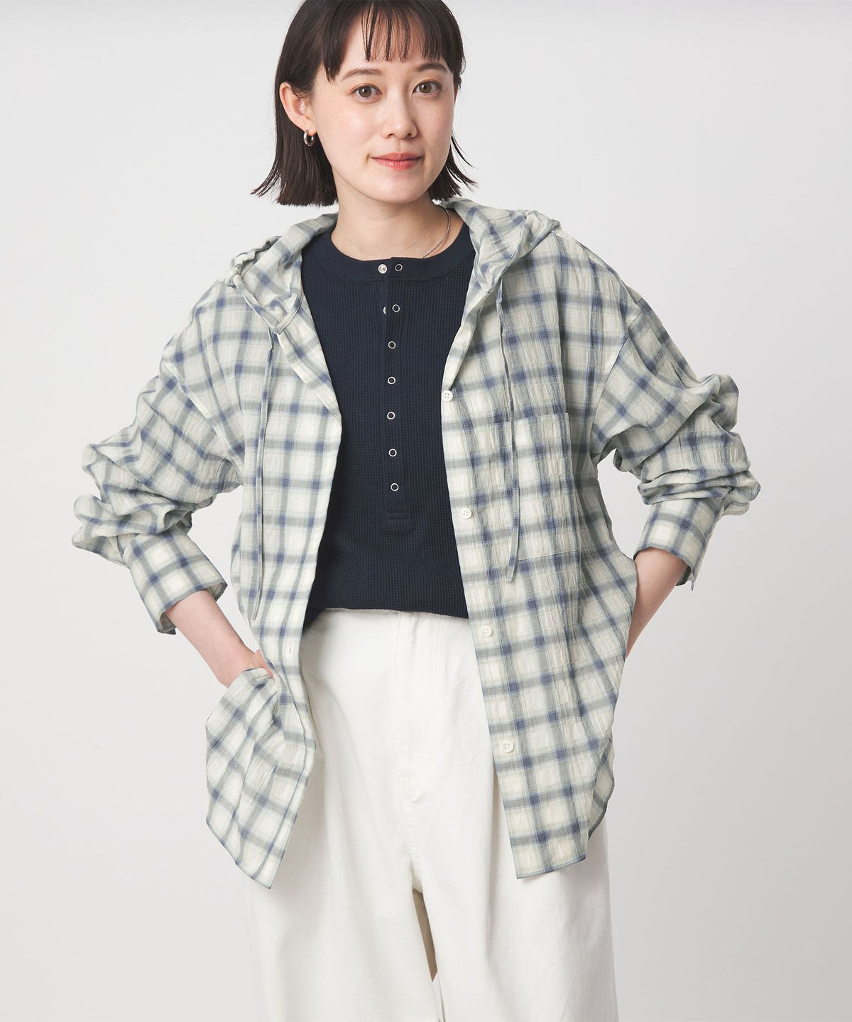 WEB Limited <at ease> Hood Check Shirt