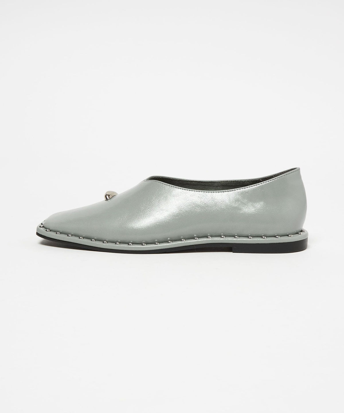 <SY> Square Toe Flats with Metal Toe Detail