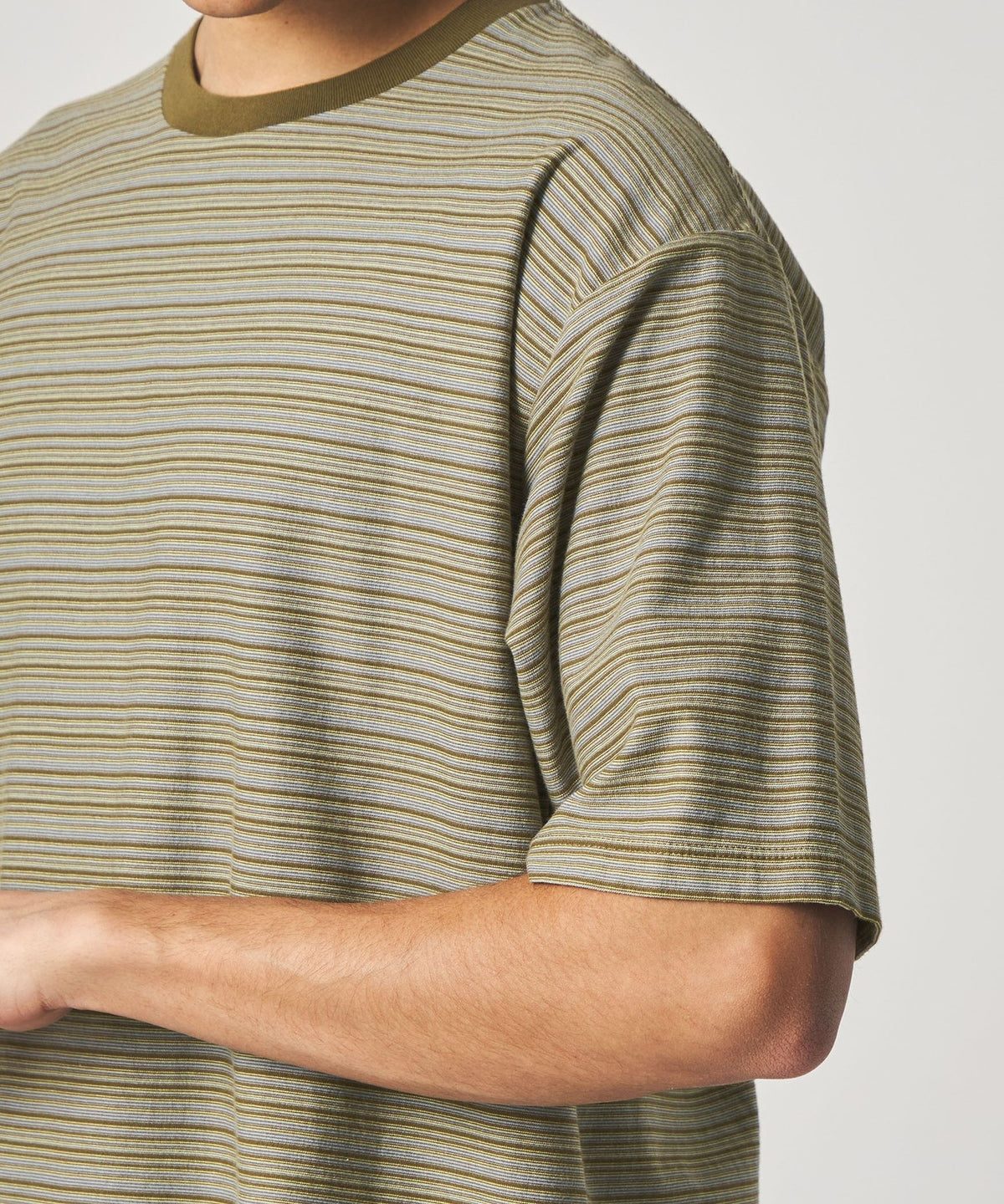 <Steven Alan> Organic Cotton Multi-Stripe Short Sleeve T-Shirt