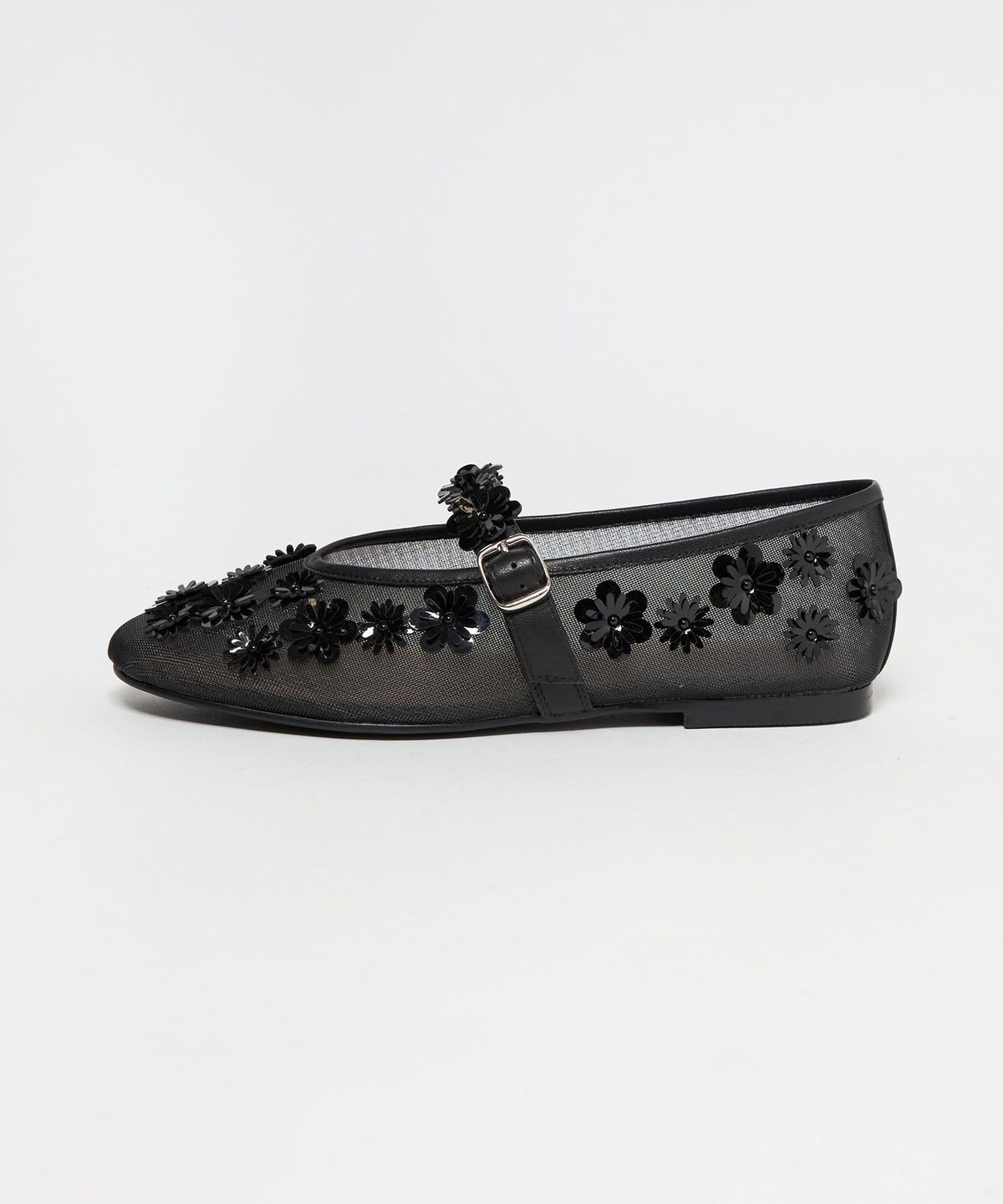 Floral Motif Mary Jane Flats 10↑