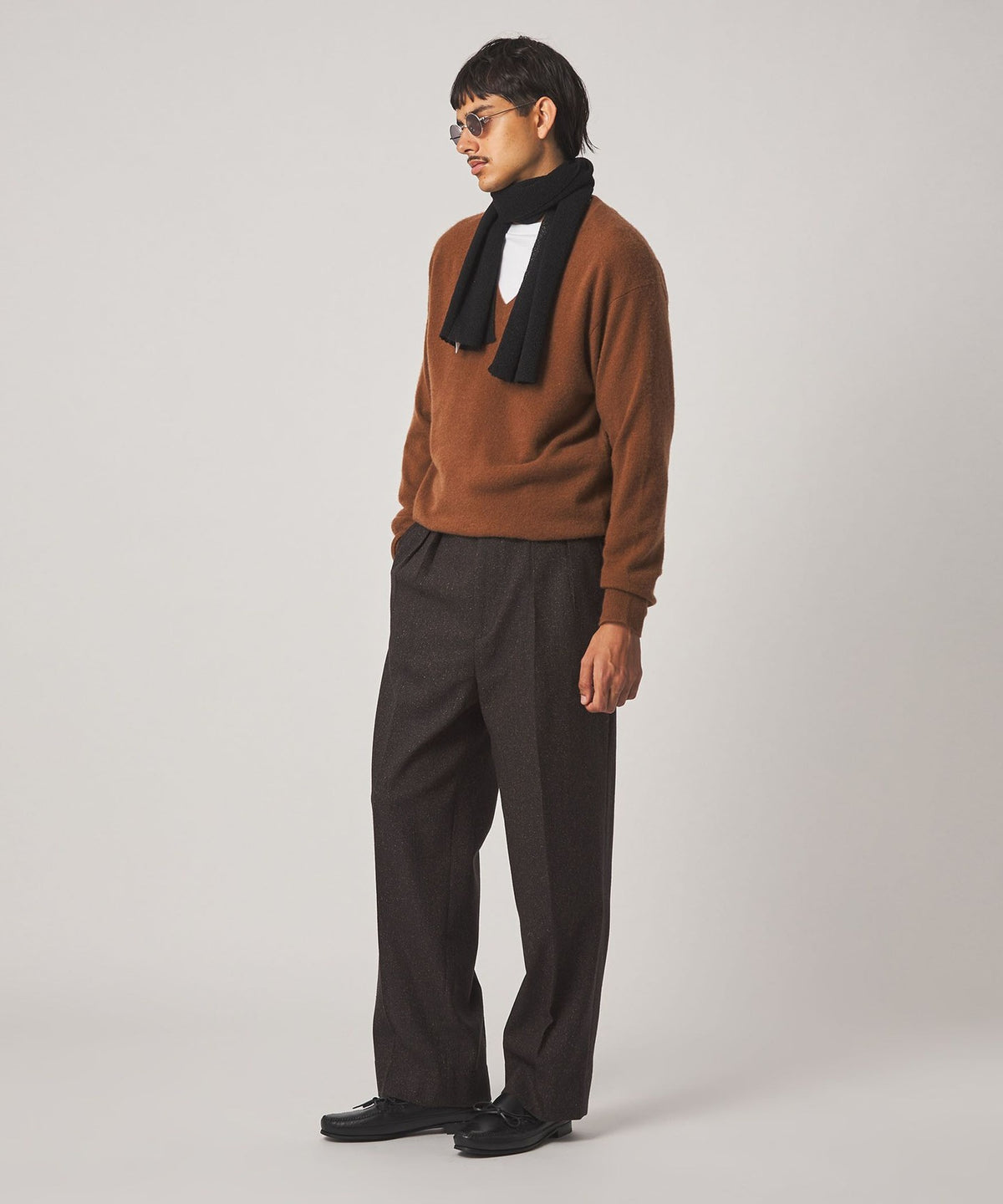<Steven Alan> Nep Herringbone Tweed Two-Pleat Dress Trousers II