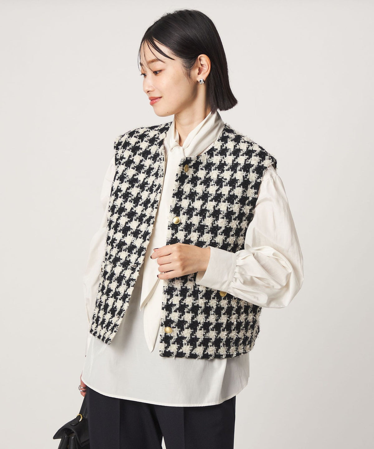 Fancy Houndstooth Tweed Gilet Vest
