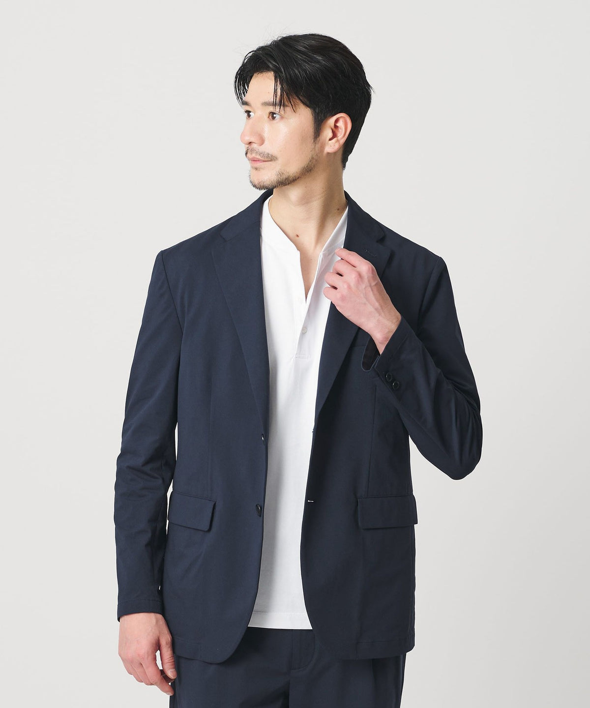 【线上限定 WARDROBE SMART】涤纶斜纹针织舒适套装/夹克&休闲长裤