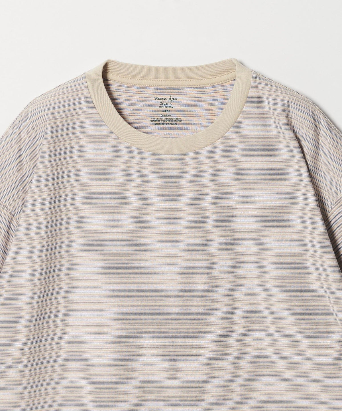 <Steven Alan> Organic Cotton Multi-Stripe Short Sleeve T-Shirt