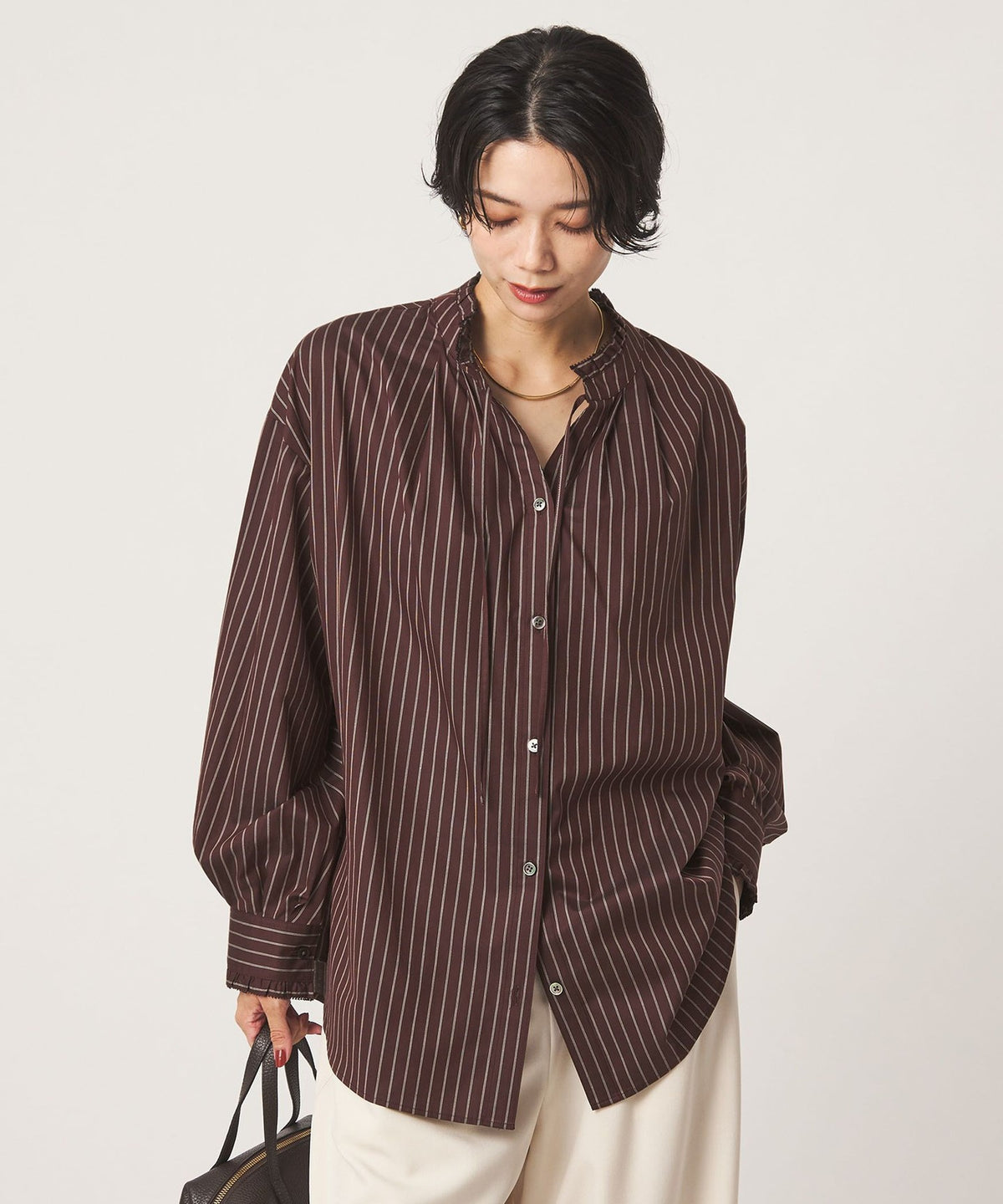Frill Neck 2WAY Blouse [SHORT Size Available]