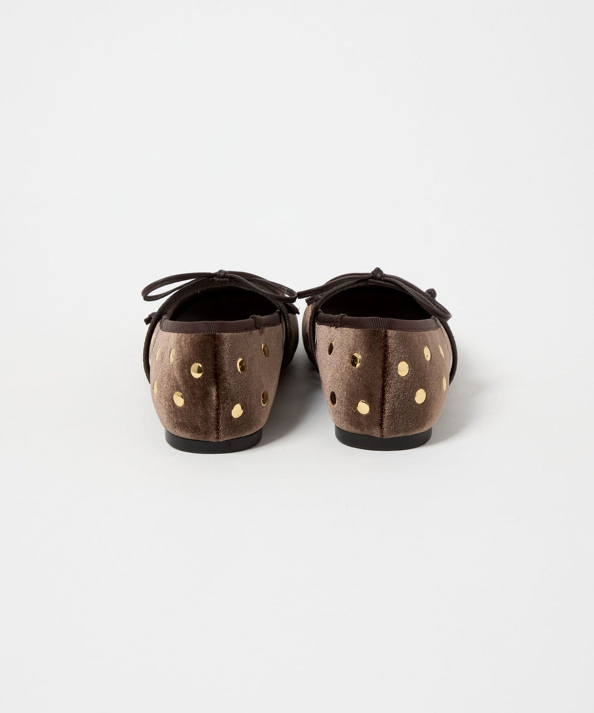 <SY> Multi-Studded Velvet Ballet Flats
