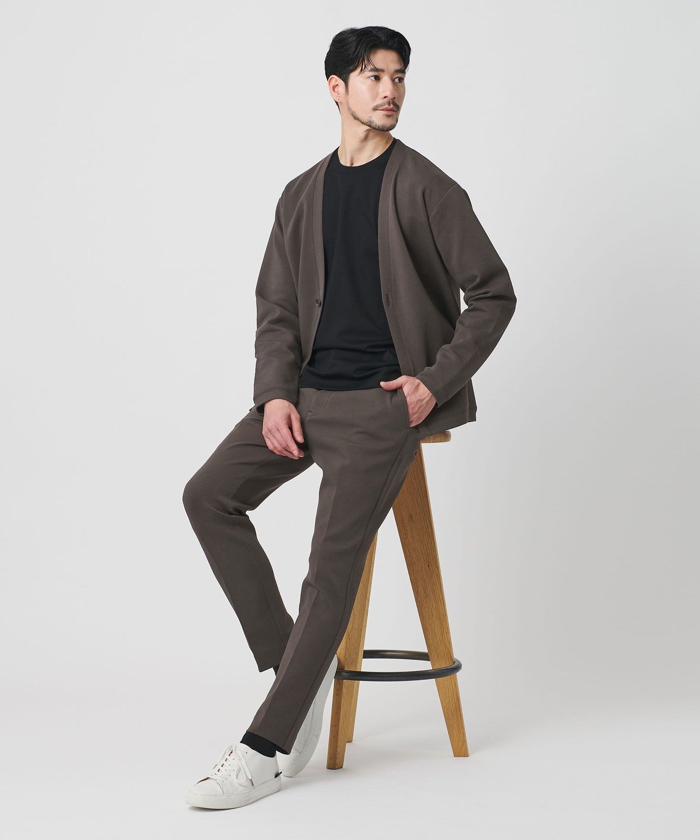 WEB限定 WARDROBE SMART】ダブルニット ノープリーツ スラックス