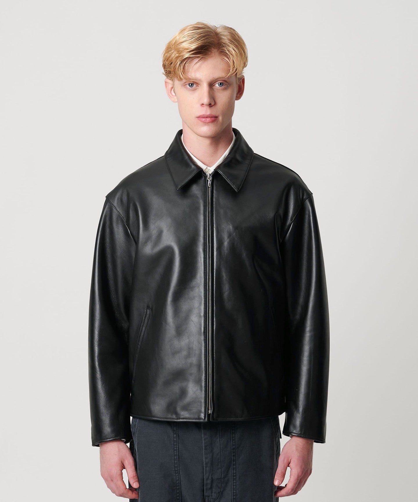 [H]SHEEP LEATHER 70‘S SPORTS JACKET Ilirio, 70 cm. - Sheep Leather - Man - Cherry Brown – Levinskyfurs