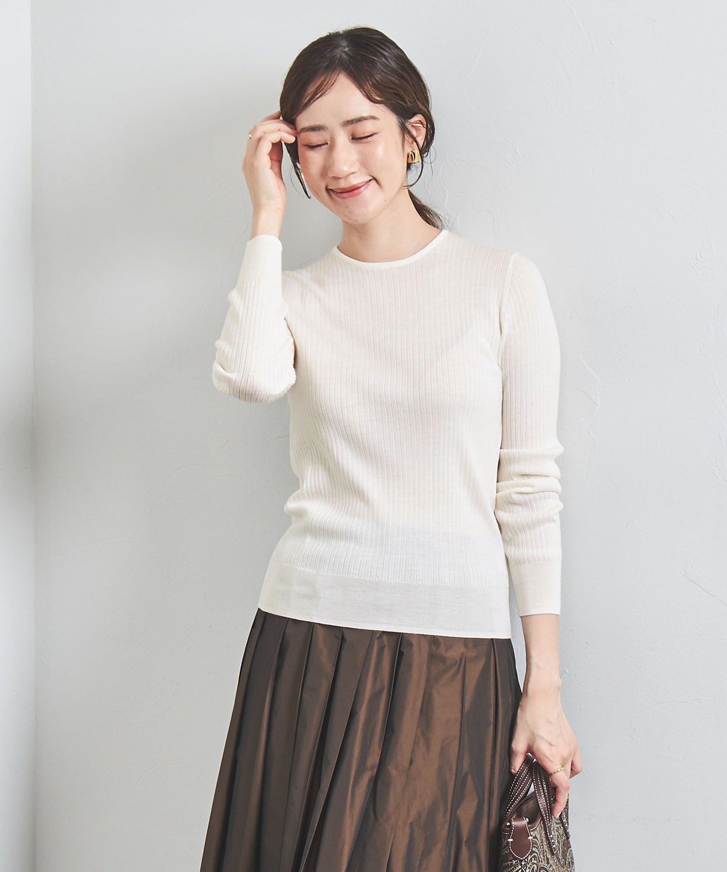 Ribbed Crew Neck KNIT - UNITED ARROWS