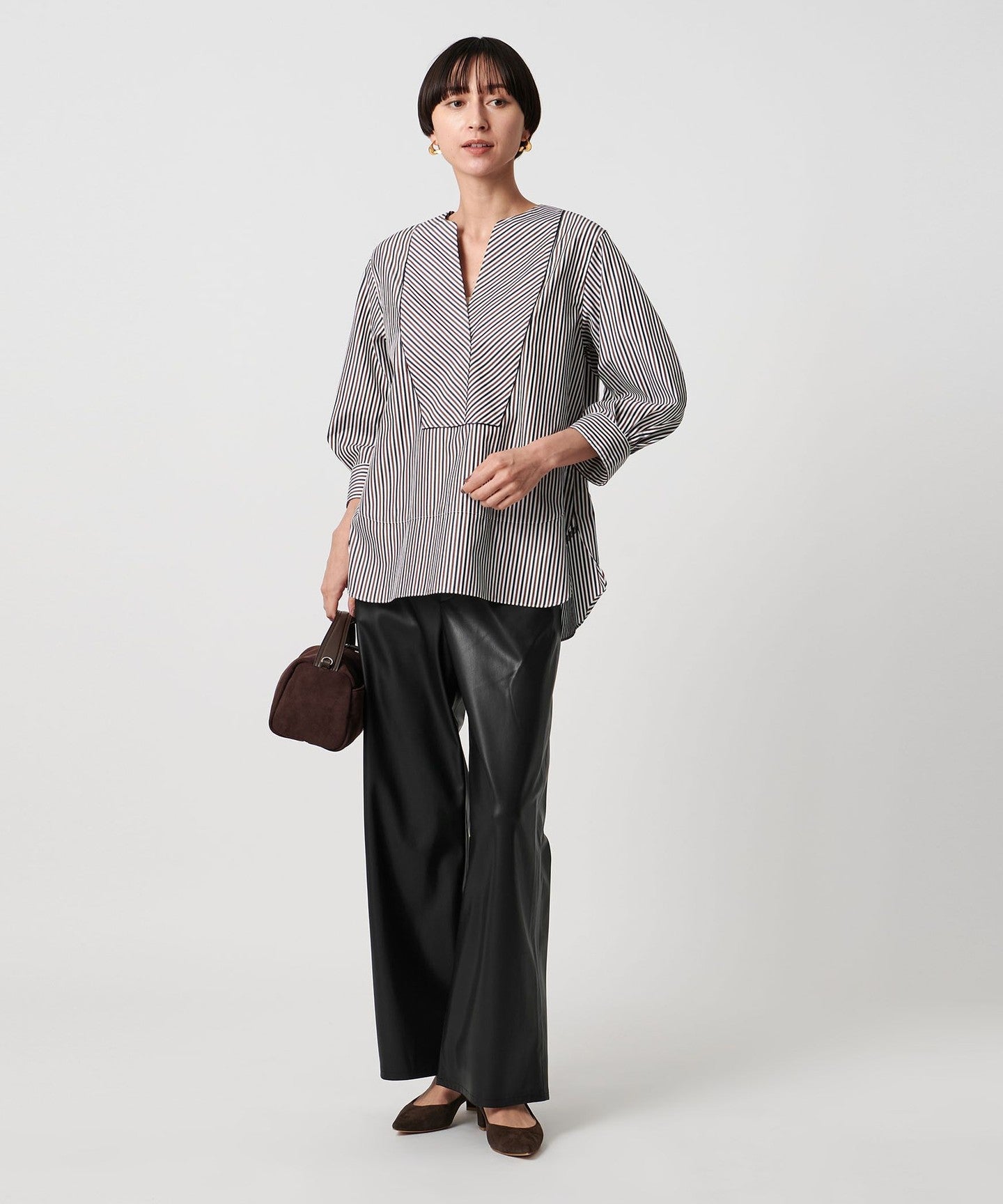 Leather-Like Straight PANTS Washable