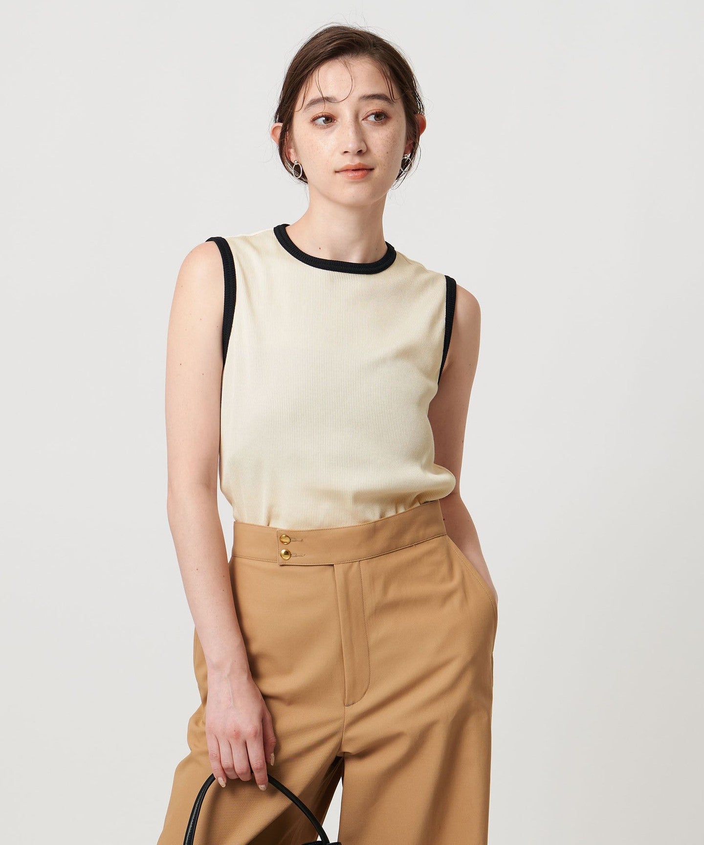 Rib Bicolor Piping Sleeveless Cut and Sew - UNITED ARROWS