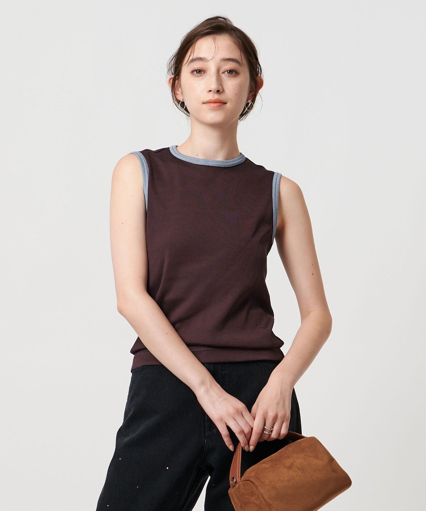 Rib Bicolor Piping Sleeveless Cut and Sew - UNITED ARROWS