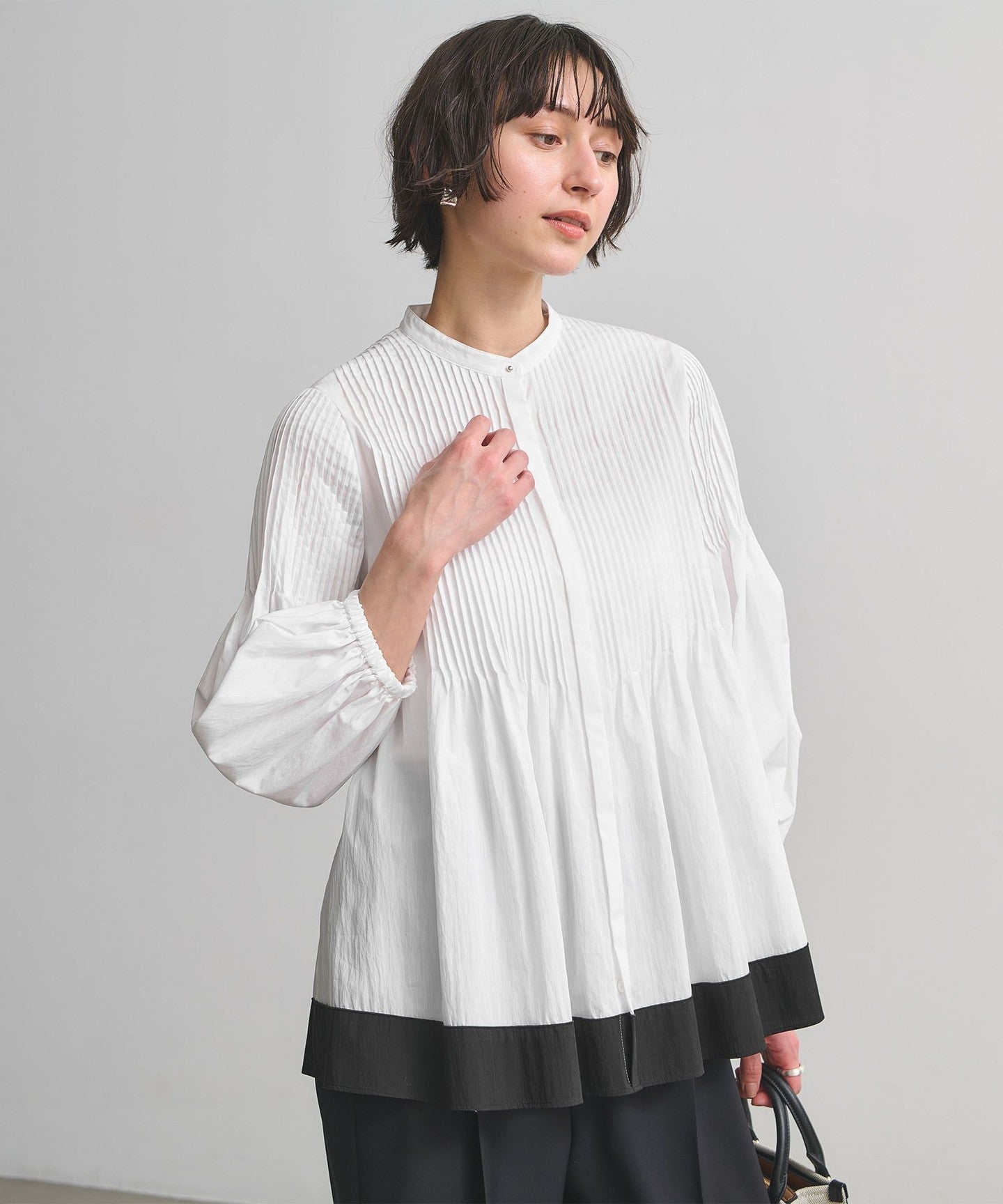UNITED ARROWS ピンタック バンドカラー ブラウス ピンタック バンドカラー ブラウス - UNITED ARROWS
