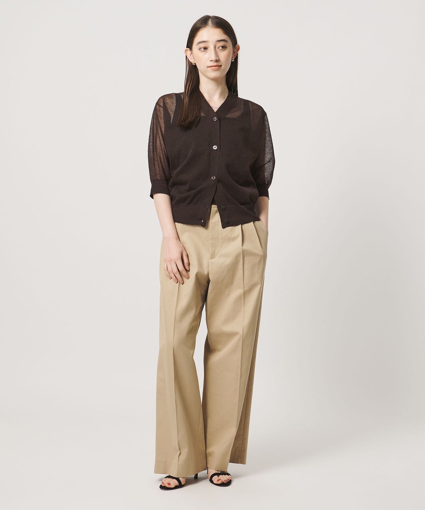 Sheer V-Neck CARDIGAN -Washable- - UNITED ARROWS