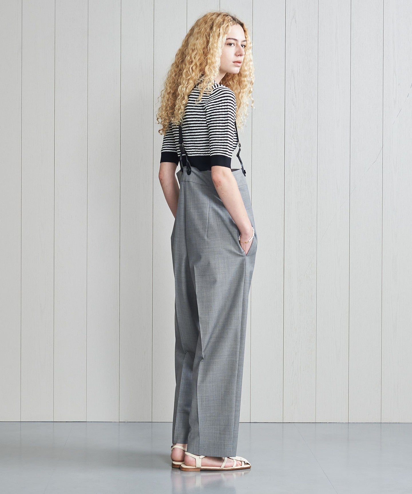 H]Tropical High-Waist Suspender PANTS - UNITED ARROWS