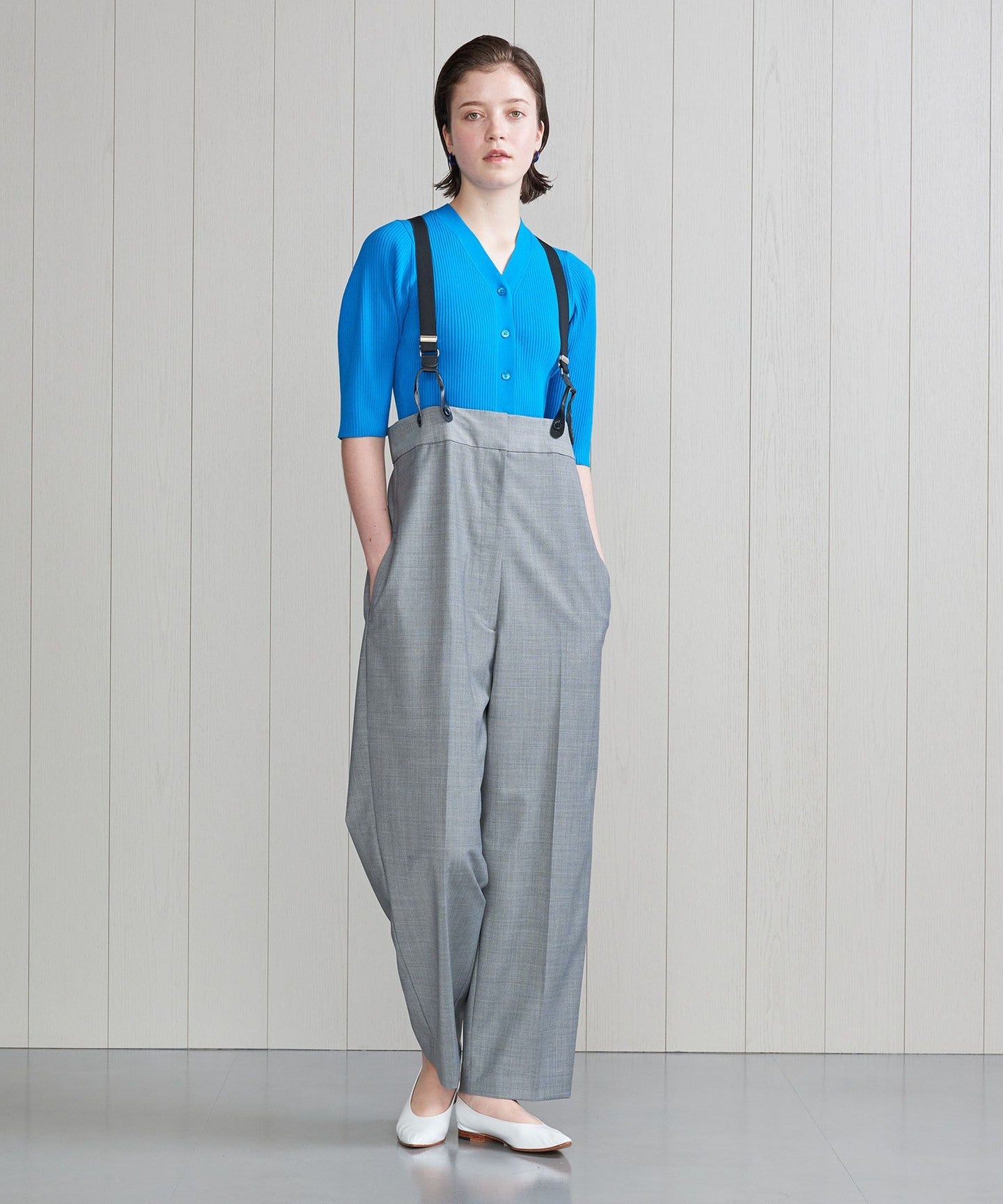 H]Tropical High-Waist Suspender PANTS - UNITED ARROWS
