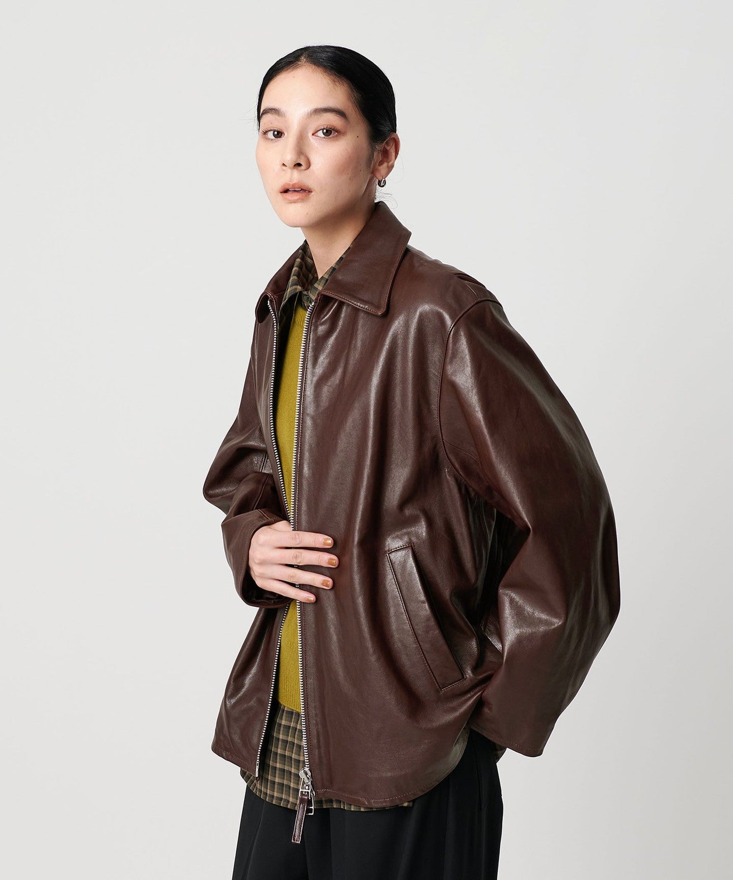 Sheep Leather Front Zip JACKET - UNITED ARROWS