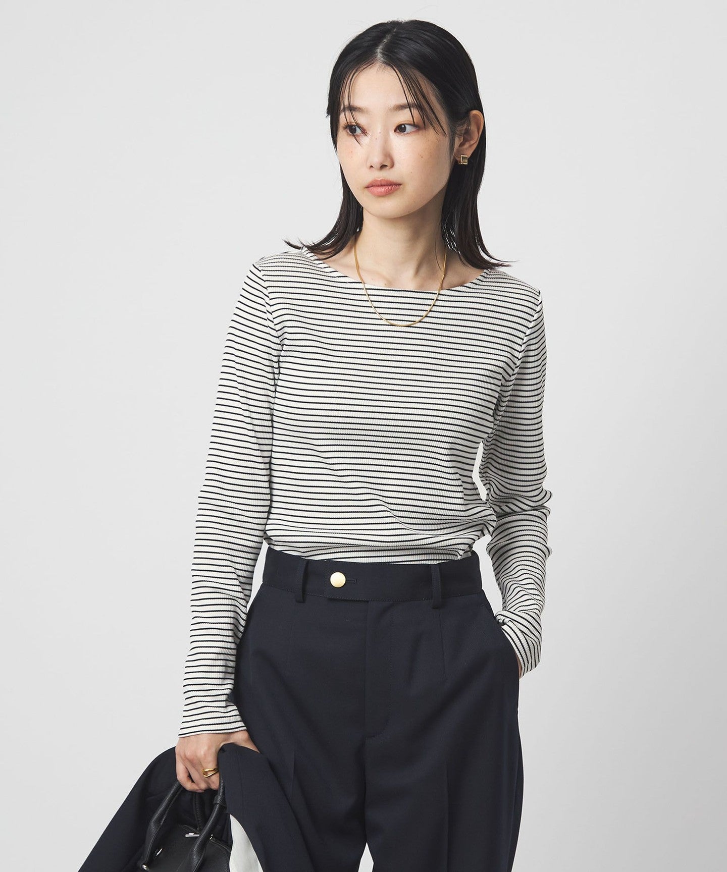 BRAS Itoribu Boat Neck Long Sleeve T-Shirt - UNITED ARROWS