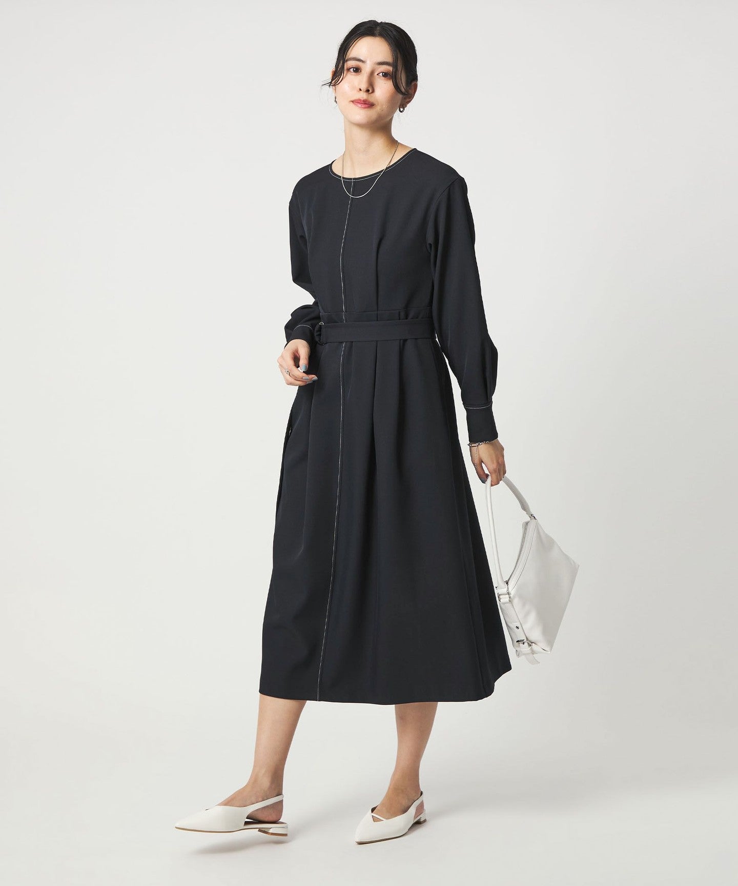 Stitch Tuck Semi Flare DRESS - UNITED ARROWS Stitch Tuck Semi Flare DRESS - UNITED ARROWS